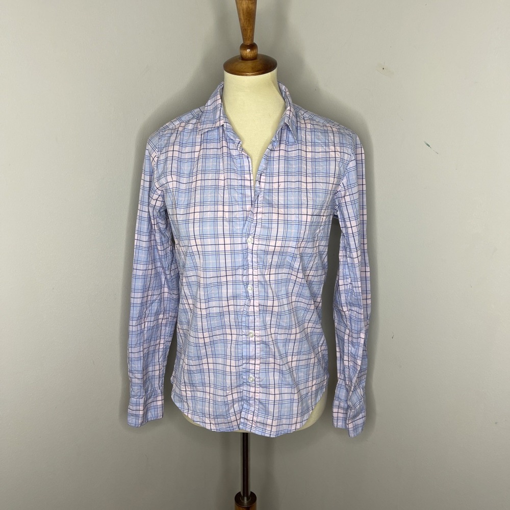 Frank & Eileen "Barry" Long Sleeve Blue‎ Pink Plaid Button-Front Oxford Small s